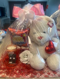 Happy Birthday Gift Basket with Teddy Bear