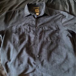 Navy Blue Suede Microfiber Long Sleeve Button Up XL