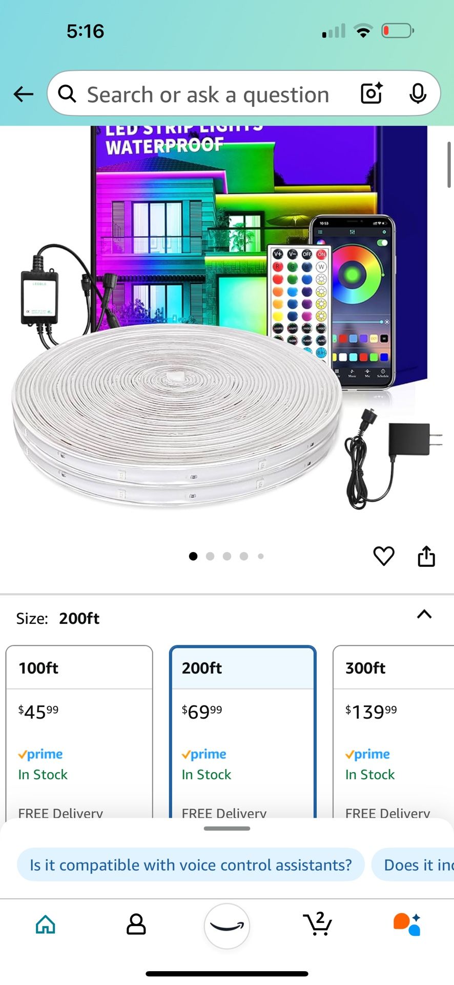 200ft Outdoor LED Stip Lights