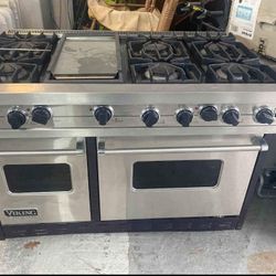 Viking 48" Stainless Steel Convection Double Oven Duel Fuel Gas Stove 