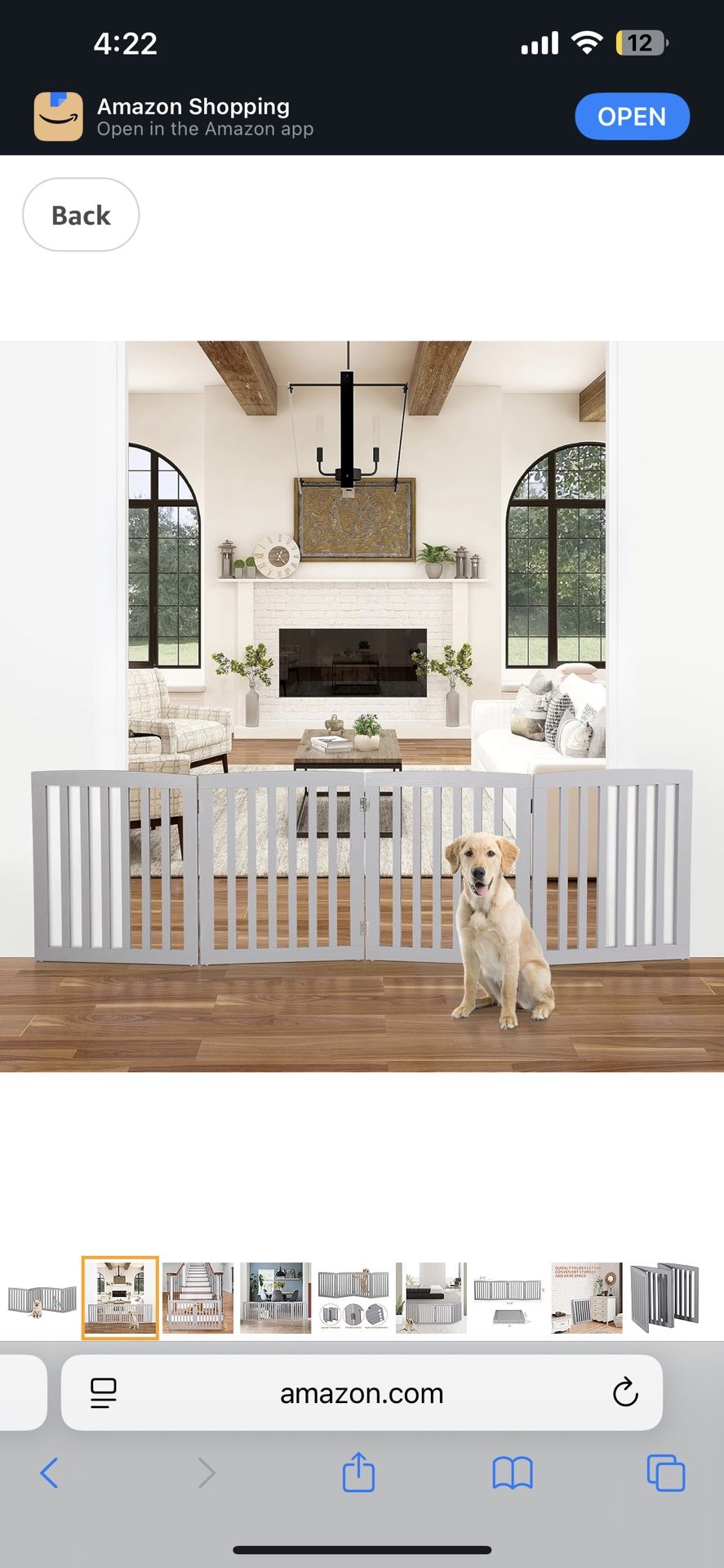 24 Inch Pet Dog Gate, Foldable Freestanding Dog Door 4 Panel,