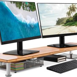 46.75" Dual Computer Monitor/Laptop/TV Wood Riser
