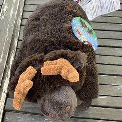 Pillow Pets Peewees "Chocolate Moose" From Stuffed Animal to Small Pillow New
