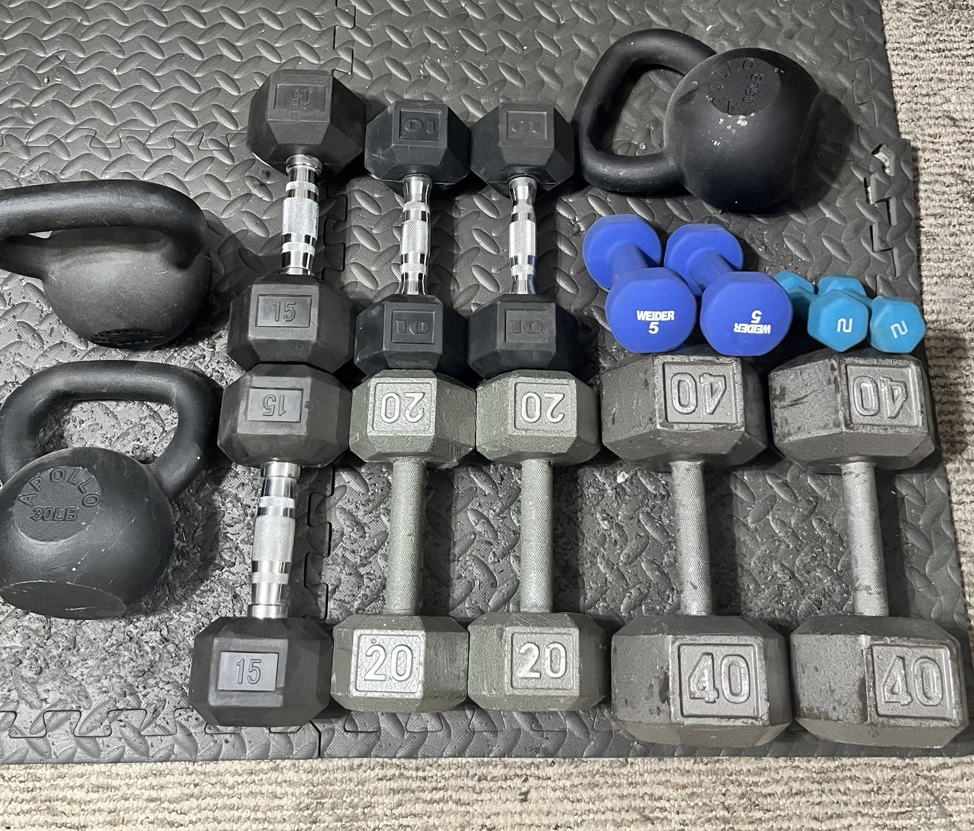 Dumbbells, Kettlebells And Weight Bench