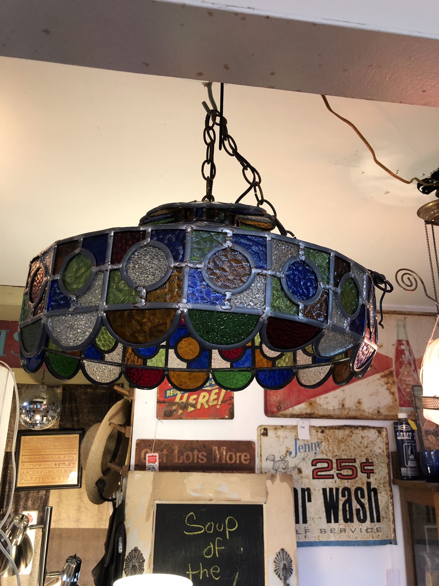 20x9 antique vintage stained glass multi colored light fixture 45.00. Johanna. Furniture collectibles sterling silver please text to be sure it’s sti