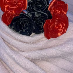 Red And Black Ribbon Roses