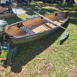 17 Foot Gheenoe Canoe With Stabilizer Anchor Seats With Back Rests, 2 HP Honda 4 Stroke Motor, And Trailer