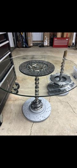 24" Glass Table Made From New Car Parts
