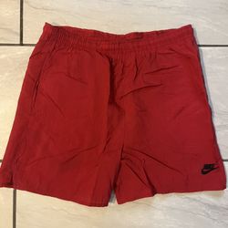 Vtg 90s Nike Mens Medium Faded Big Swoosh Lined Shorts Baggies Red