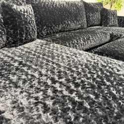 Large Black Sectional Couch - Delivery available