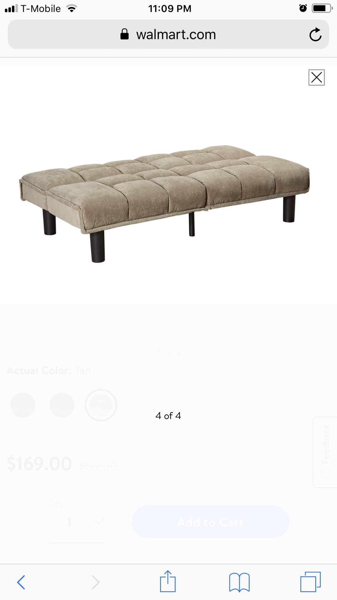Full Size Mainstays Tufted Microfiber Futon