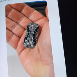 Vintage Sterling Silver Onyx Marsonite Brooch