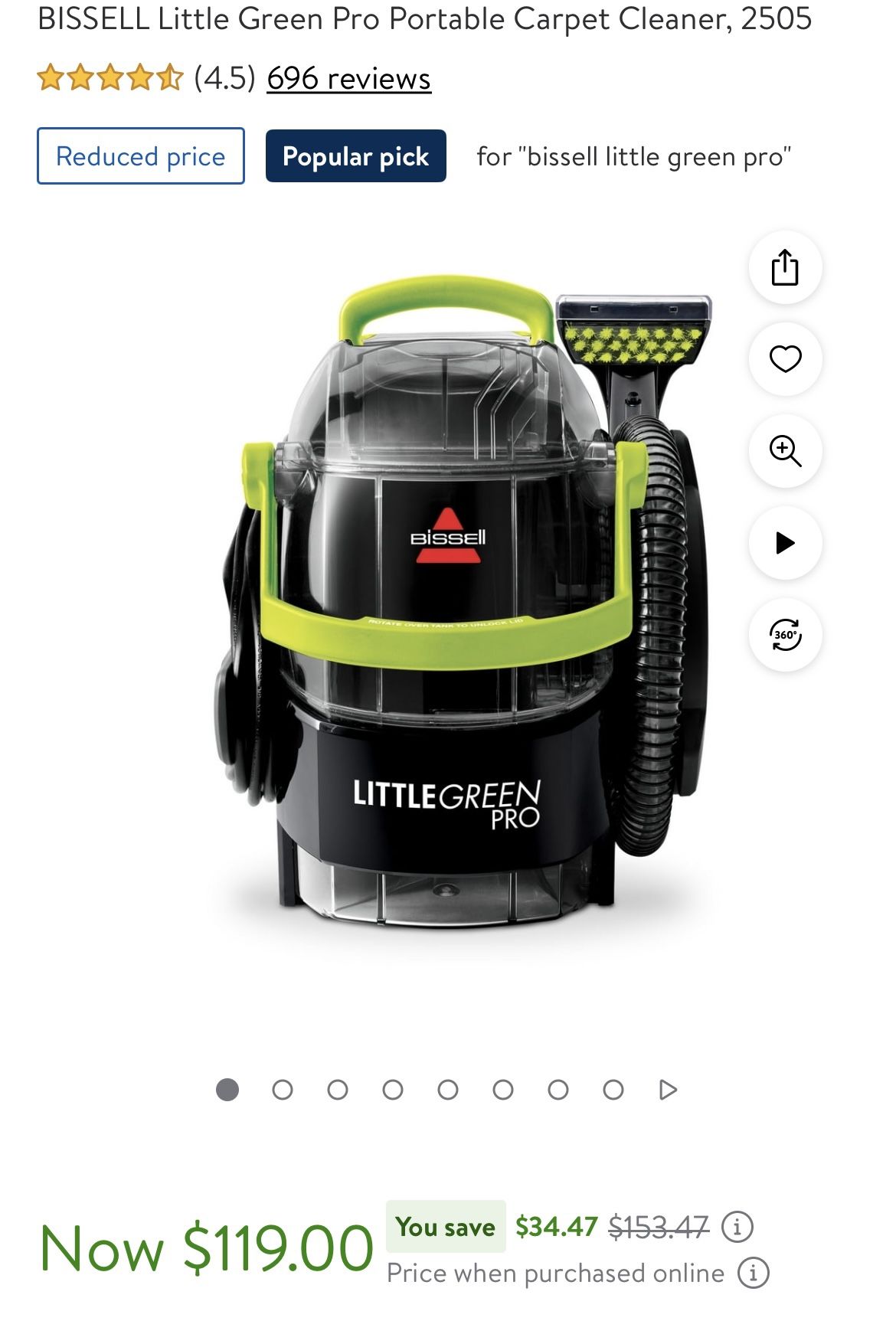 BISSELL Little Green Pro Portable Carpet Cleaner, 2505 - NEW