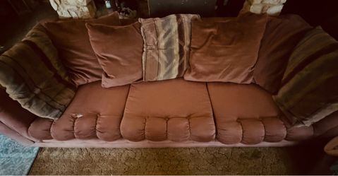 Used Beige and Mauve colored Fabric Sofa