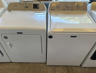 Maytag Top Load Washer & Dryer Set – Agitator, White, Clean