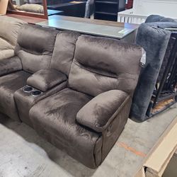 Reclining Love Seat Brown Microfiber