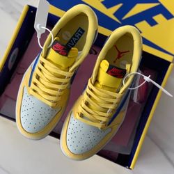 DZ4137-700 AJ1 Retro Low OG SP x Travi Scot Canary Size 4-13 New