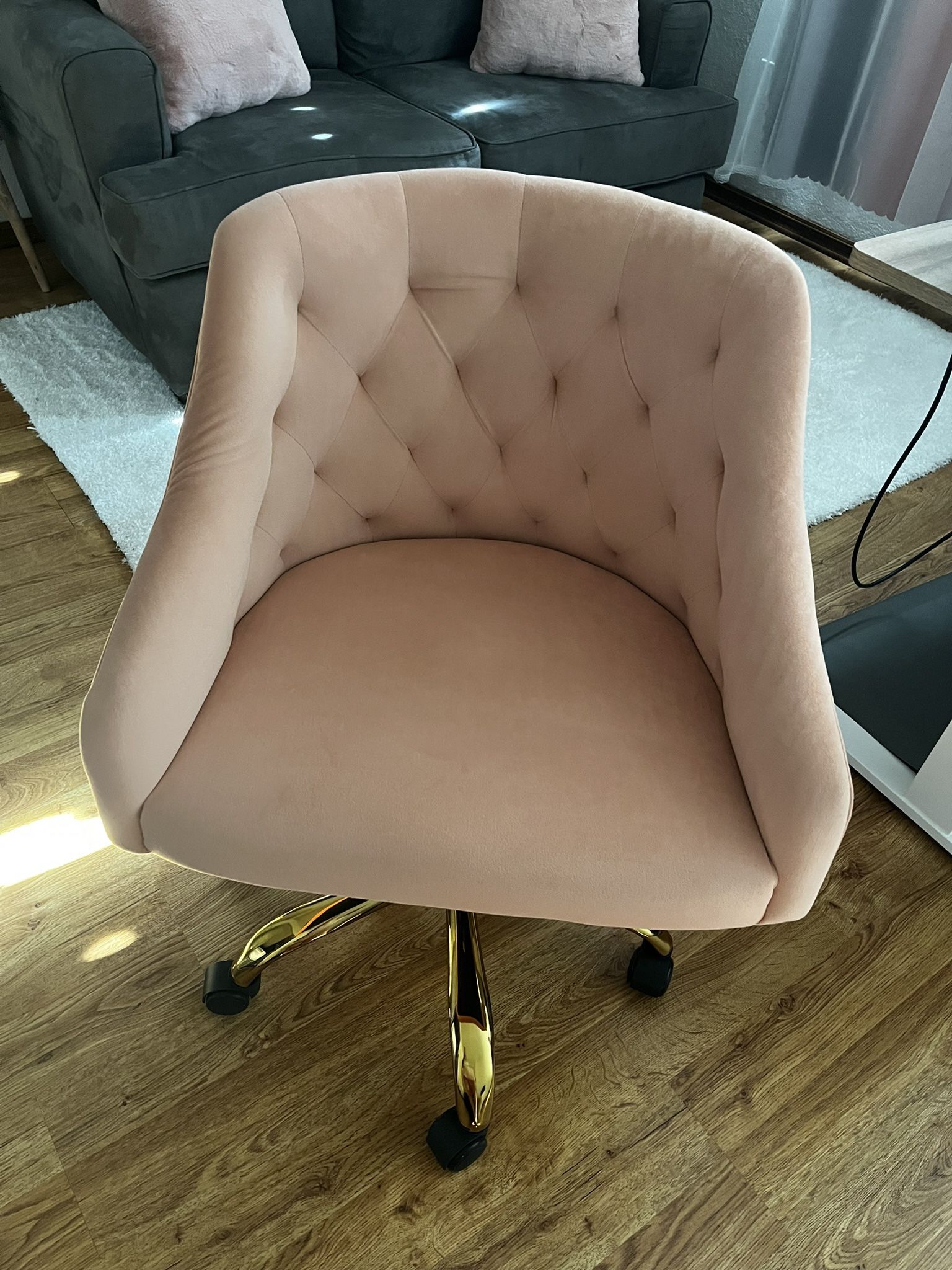 Lux, Glam Pink/Coral and Gold Swivel Chair