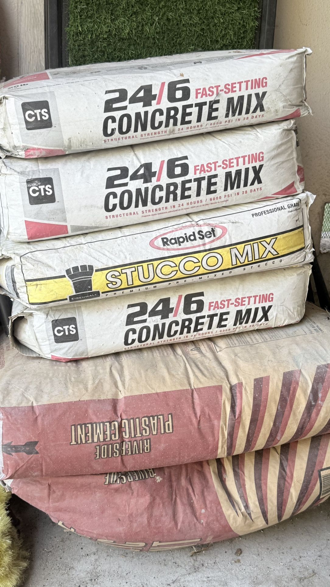Building Supplies Stucco, Rapid Set, 24/6 Concrete Mix, Riverside Plastic Cement Sand