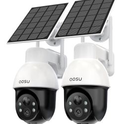 aosu 3K/5MP Solar Security Cameras System Wireless Outdoor, Battery Powered WiFi Camera for Home Security, Panoramic PTZ, Auto Tracking, Human/Vehicle