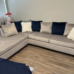 Silver Sectional W Pillows Displayed Sale 