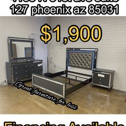 Queen size led bedroom set brand new