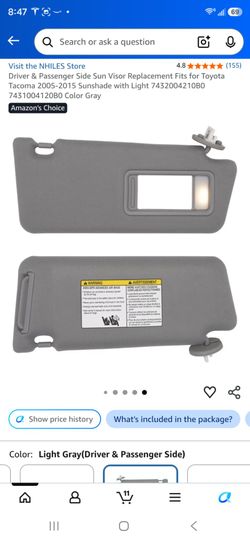 Driver & Passenger Side Sun Visor Fits for Toyota Tacoma 2005-2015 Sunshade