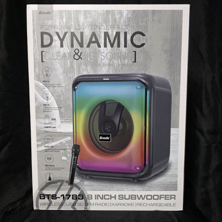 8 Inch New Bluetooth Speaker SD Card, Slot USB Port, FM Radio, Microphone Included For Karaoke ( Bosina ) Bz3