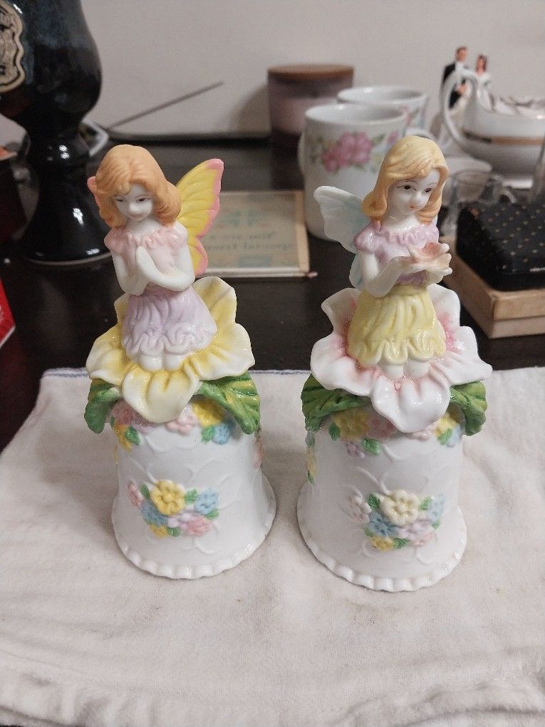2- Angel Figurines Ceramic Bells