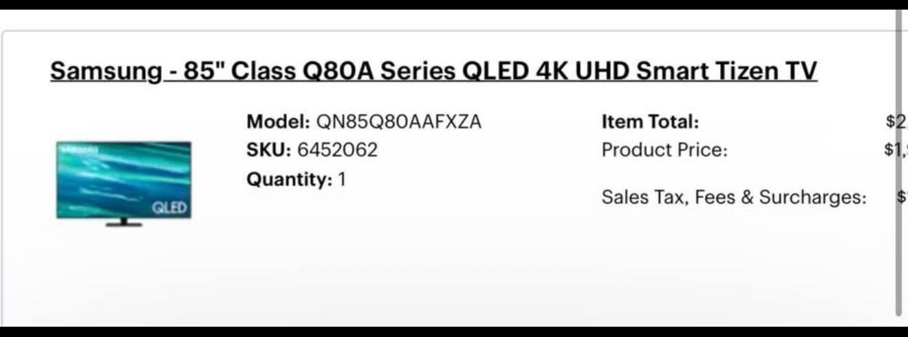 Samsung Q80 - 85” QLED - Needs New Panel