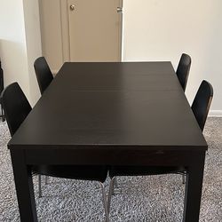 IKEA Wood Dining Table w/ Extension and Chairs