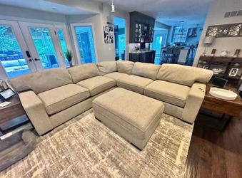 West Elm Urban Sectional Sofa + Ottoman (Feather Gray)