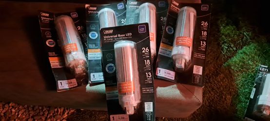 ($30) 5pcs FEIT Electric Universal PL Lamp Horizontal 4-Pin LED Bulb 3-Color