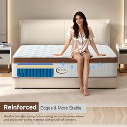 Brand New!!! In Box!!! Queen Size Mattress 12 Inch, Hybrid Mattresses in a Box, Medium Firm Individual (HABLÓ ESPAÑOL) 