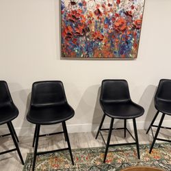 ✨ Set of 4 Modern Black Counter-Height Bar Stools ✨