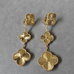 VCA Earrings Laser 3 Motif 18k Yellow Gold Plated 