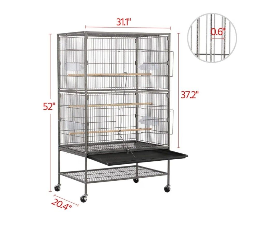 52-inch Wrought Steel Standing Large Flight King Bird Cage 610958