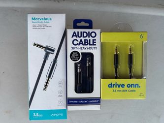 NEW! Lot Of 3 Audio Cables 3.5mm