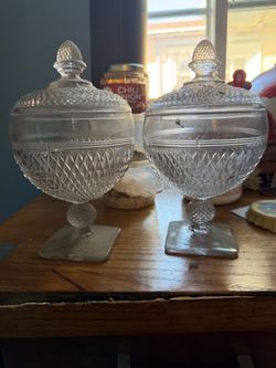 vintage pressed/cut glass pedestal candy dishes