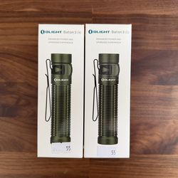 Olight Baton 3 Pro 1500 Lumen Rechargeable EDC Flashlight – Green – New