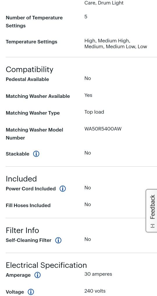 Samsung 7.4 cu. ft Electric Dryer with Steam Sanitize+ DVE50R5400