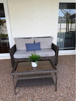 Patio Loveseat & Coffee Table Set – $95