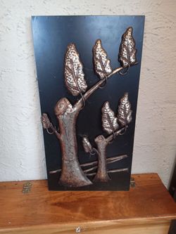Metal leaf decor wall picture