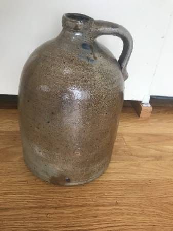 Vintage Farmhouse Pottery Primitive Beehive Jug Hand Letter Cobalt 2