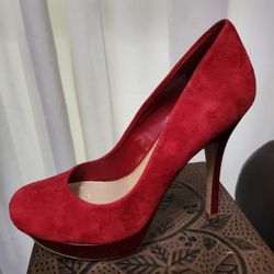 Hot Red Suede Pumps 