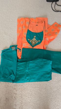Orange Teal Indian Ethnic Suit