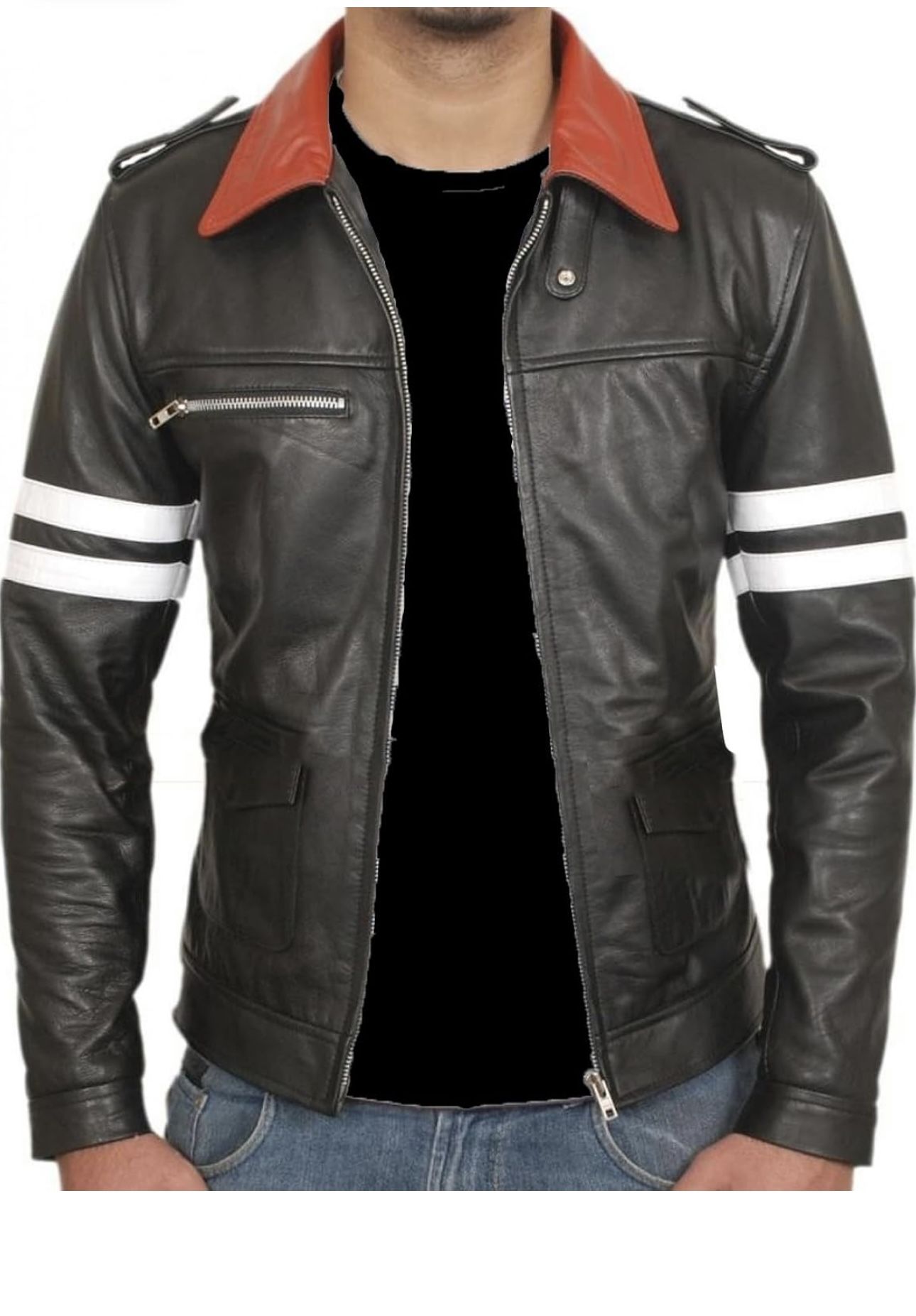 Mens Superhero Costume Cosplay Jacket - Casual Biker Style Leather Jacket