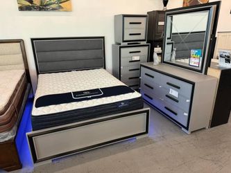 Juego De Dormitorio Moderno Queen Size 5-Piece.  Delivery Gratis 