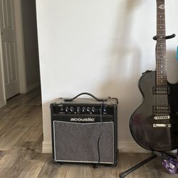 Les Paul II  Electric Guitar With Stand & Amplifier