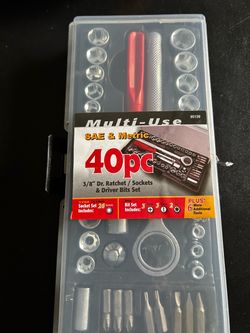 40pc SAE & Metric Ratchet Socket Driver Bit Set